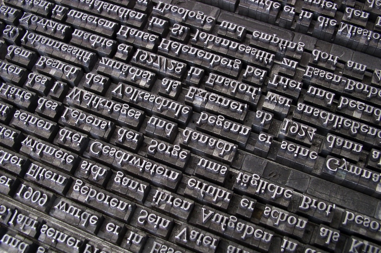 Font lead set book printing gutenberg letters