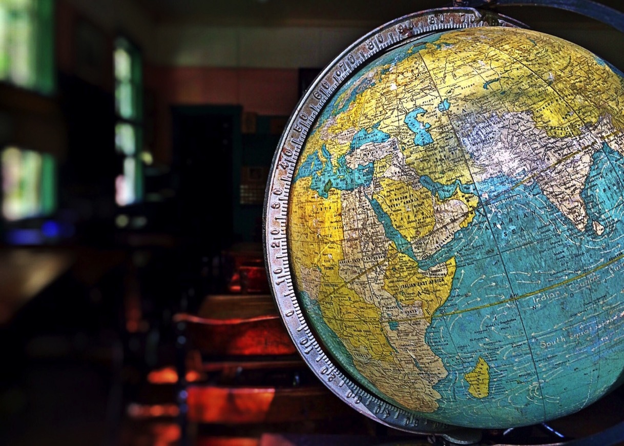 Model of globe in ancient classroom 1